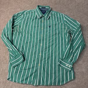 American Eagle AEO Shirt Mens XL Vintage Fit Preppy Kelly Green Stripe Button Up